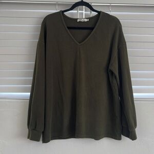 Olive Green V-Neck Sweater
